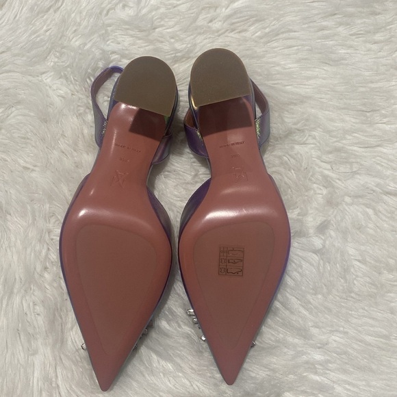 Amina Muaddi Begum crystal-embellished metallic leather slingback pumps size39.5 - Picture 9 of 15